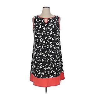 New York Clothing Company Black & White Patterned Dress w/ Coral Accents, Size M